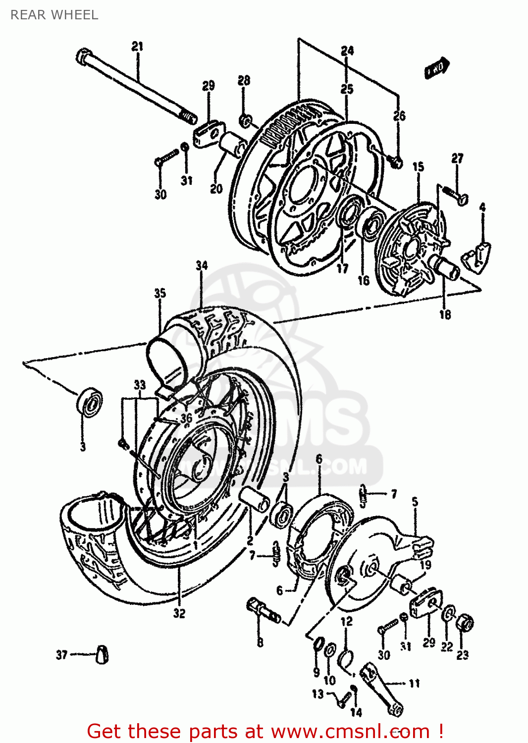 REAR WHEEL LS650P 1988 (J) (E04 E18 E22 E34 E75 E77)