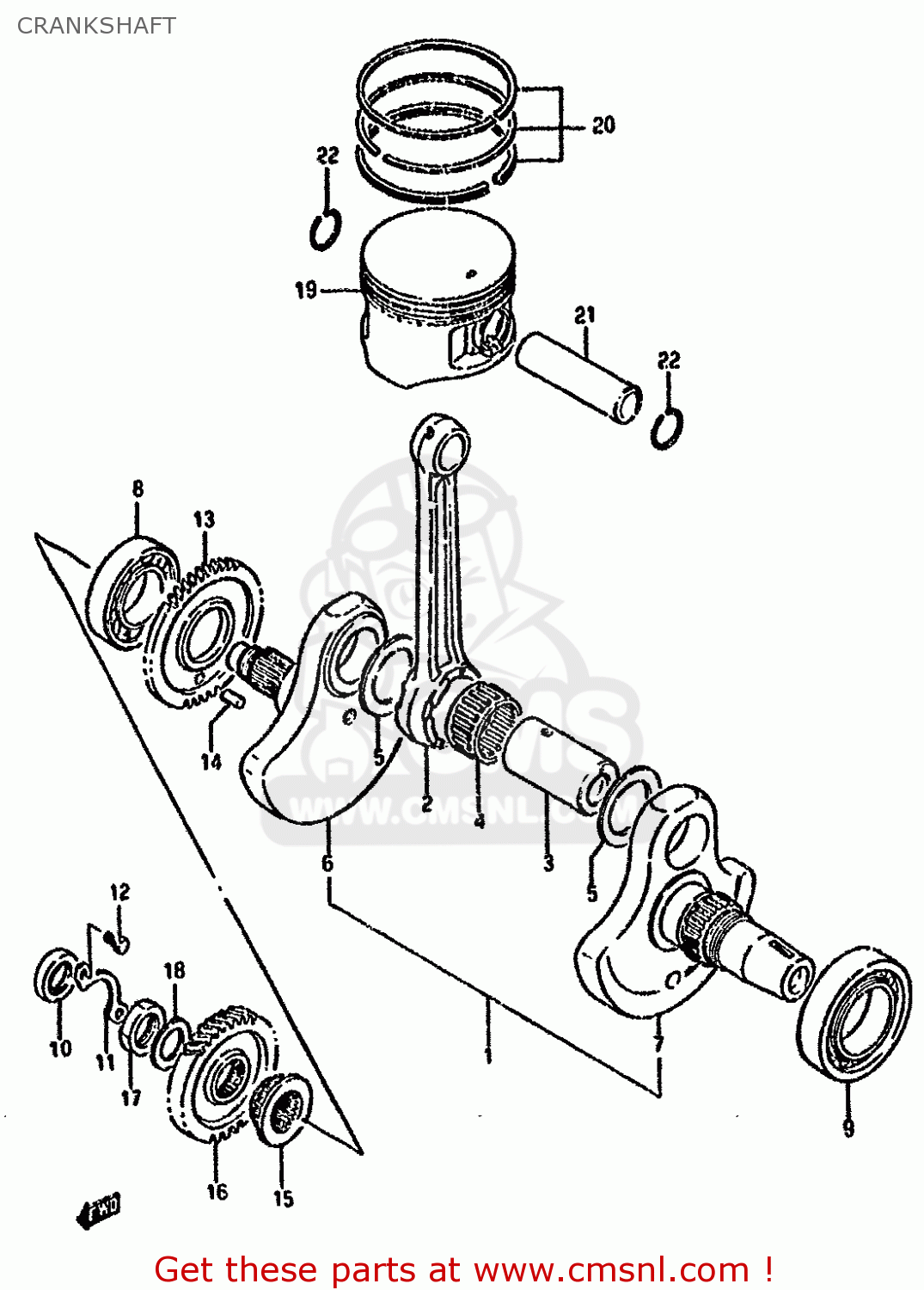 CRANKSHAFT LS650P 1989 (K) (E01 E02 E04 E15 E16 E17 E18 E21 22 24 25 34 39)