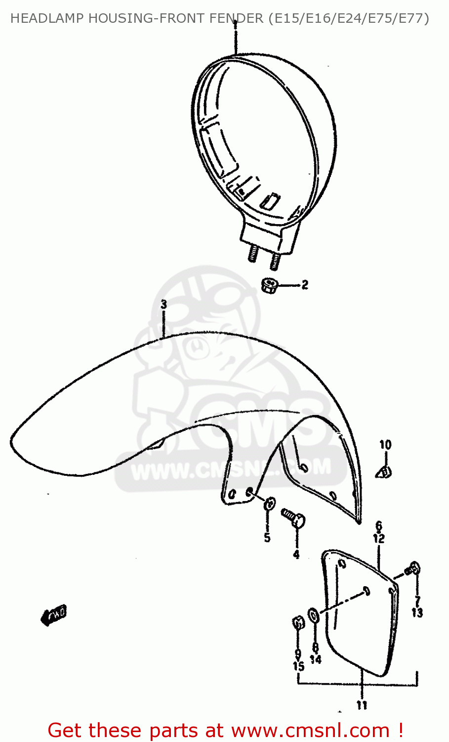 HEADLAMP HOUSING-FRONT FENDER (E15/E16/E24/E75/E77) LS650P 1990 (L) (E24)