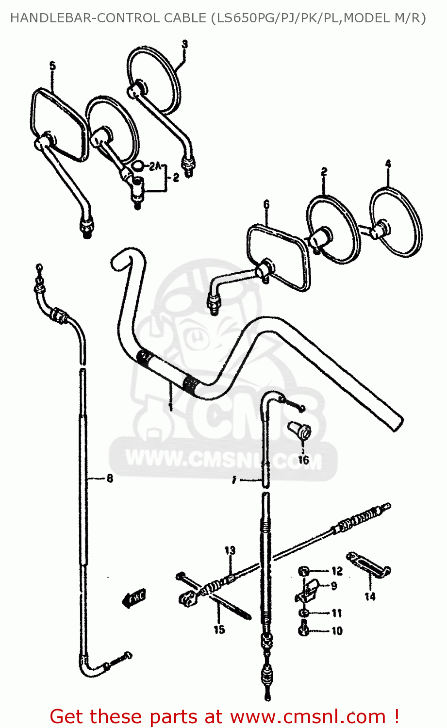 HANDLEBAR-CONTROL CABLE (LS650PG/PJ/PK/PL,MODEL M/R) LS650P 1990 (L) (E24)