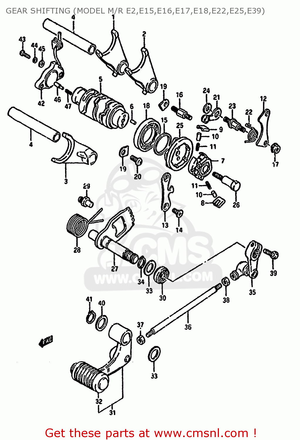 GEAR SHIFTING (MODEL M/R E2,E15,E16,E17,E18,E22,E25,E39) LS650P 1991 (M) (E01 E02 E04 E15 E16 E17 E18 E22 E25 E39 E53)