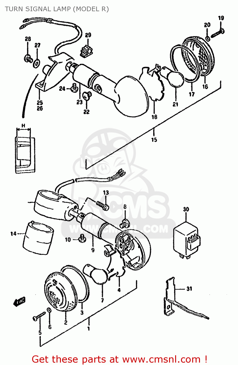 TURN SIGNAL LAMP (MODEL R) LS650P 1991 (M) (E01 E02 E04 E15 E16 E17 E18 E22 E25 E39 E53)
