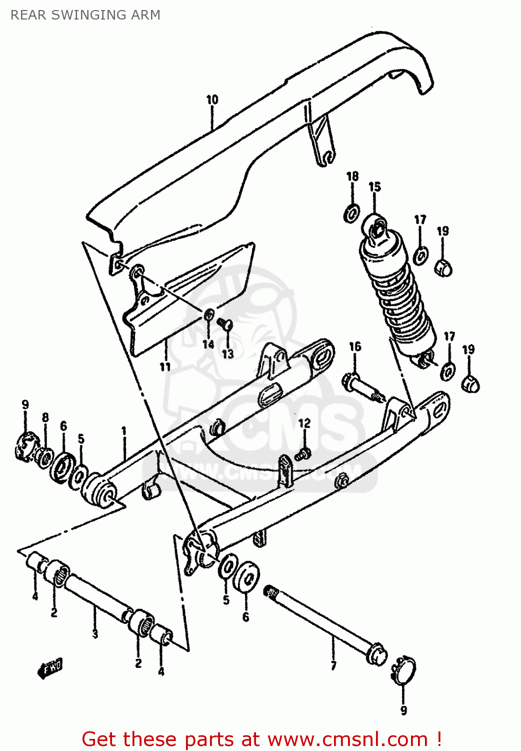 REAR SWINGING ARM LS650P 1994 (R) (E02 E04 E15 E18 E22 E25 E39 E53)