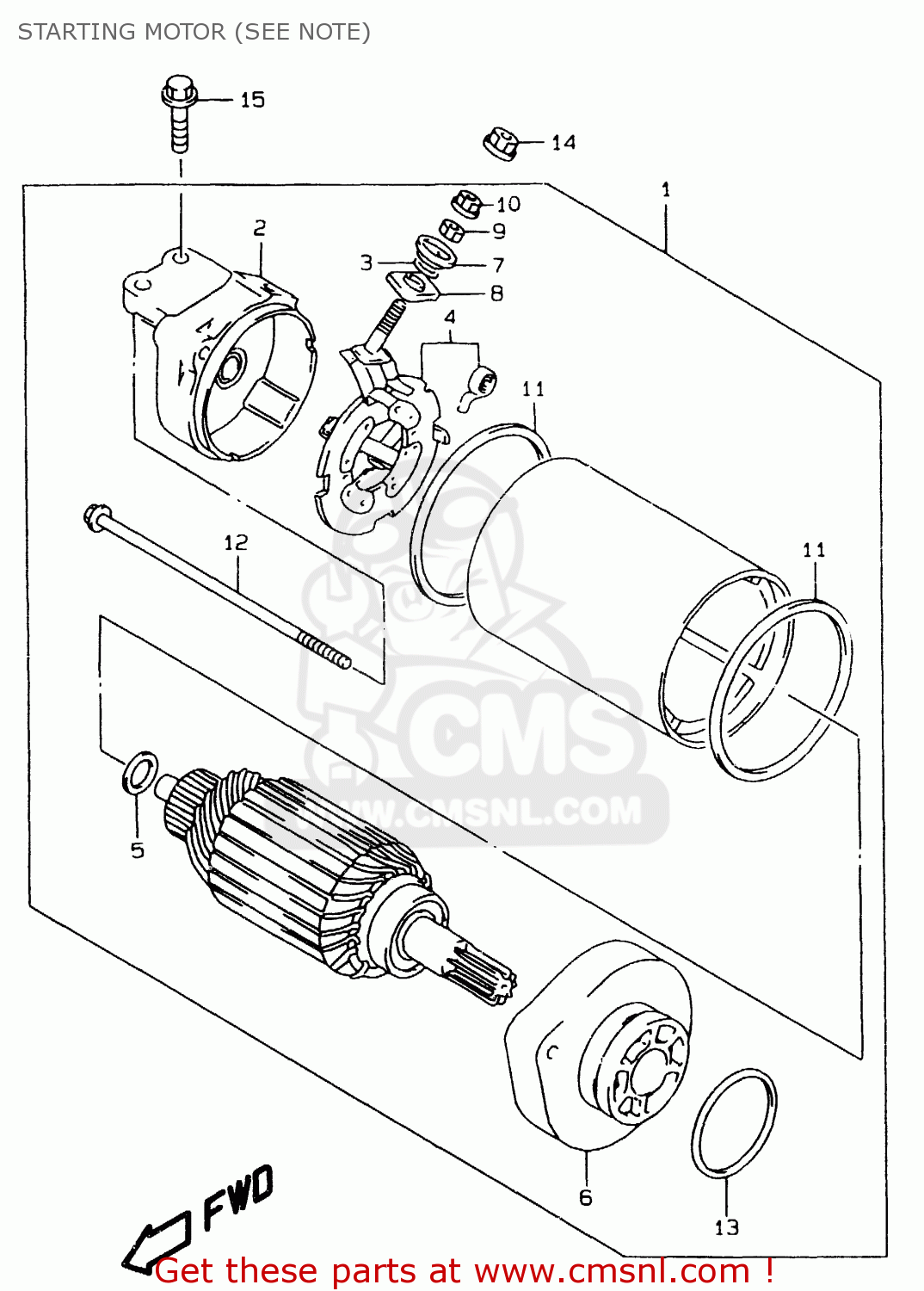 STARTING MOTOR (SEE NOTE) LS650P 1997 (V) (E02 E04 E17 E18 E22 E25 E53 / P37