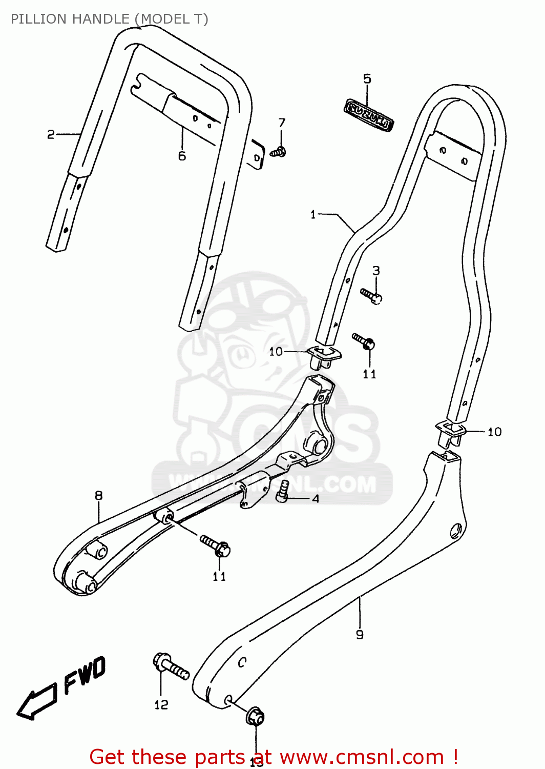 PILLION HANDLE (MODEL T) LS650P 1997 (V) (E02 E04 E17 E18 E22 E25 E53 / P37