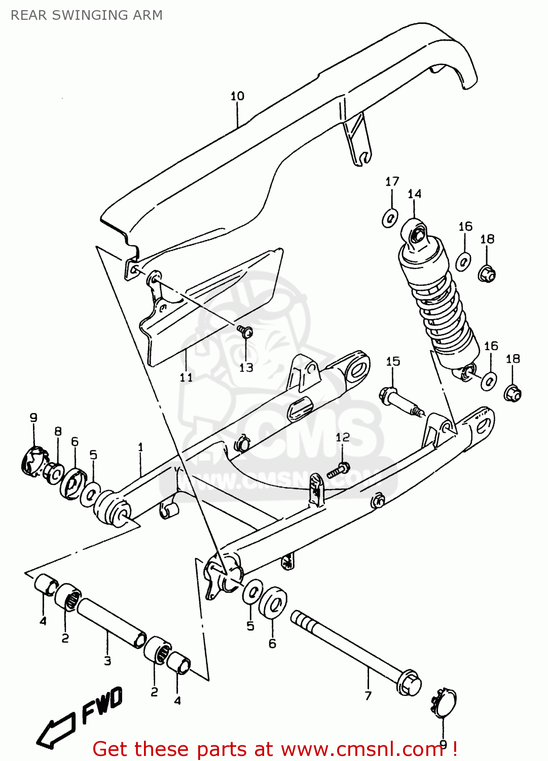 REAR SWINGING ARM LS650P 1997 (V) (E02 E04 E17 E18 E22 E25 E53 / P37