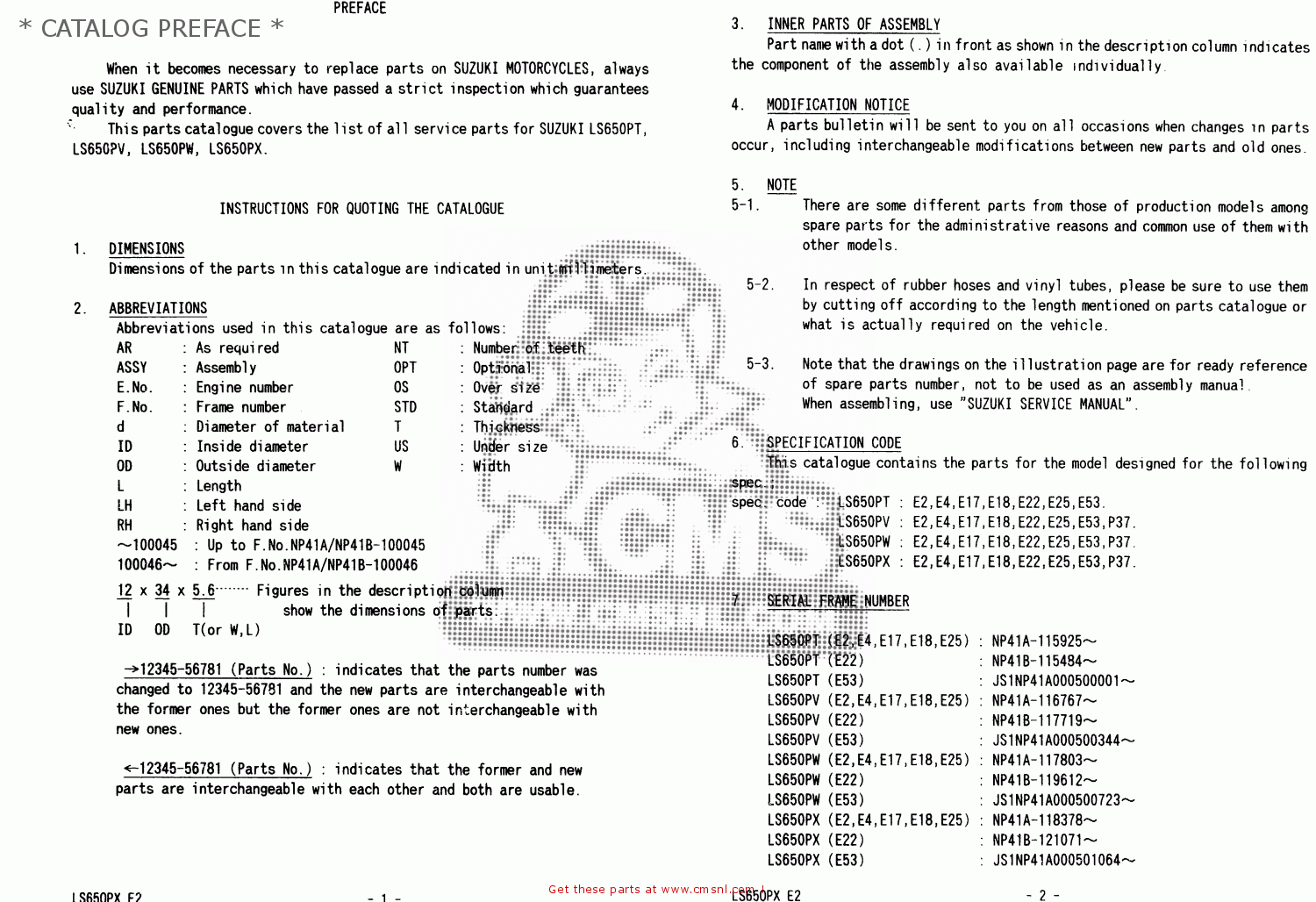 * CATALOG PREFACE * LS650P 1997 (V) (E02 E04 E17 E18 E22 E25 E53 / P37