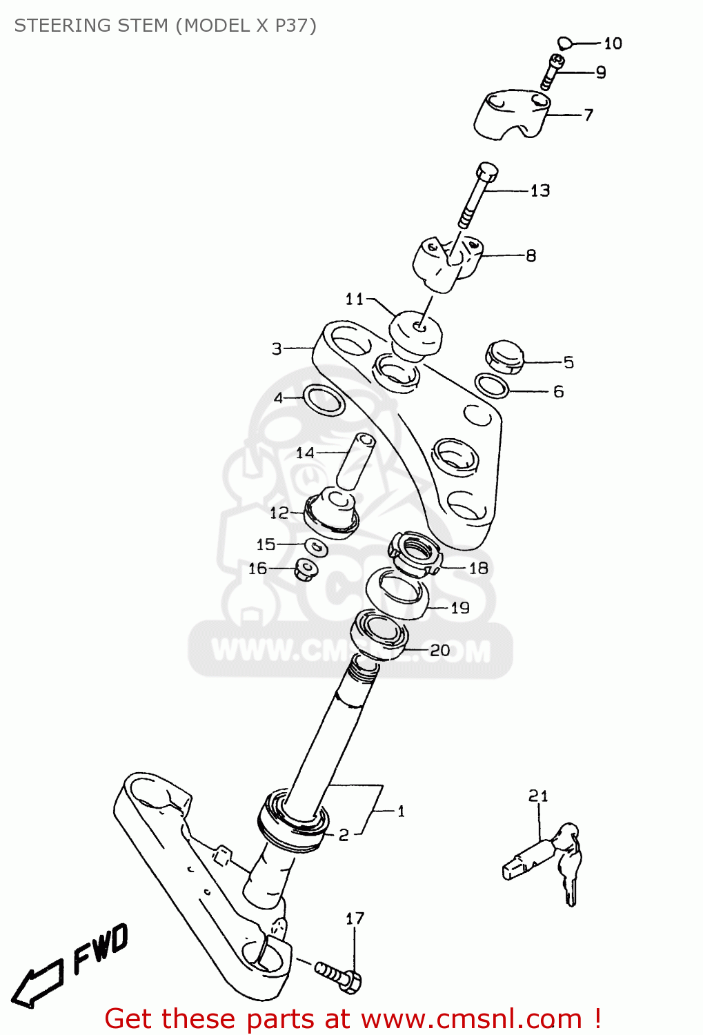 STEERING STEM (MODEL X P37) LS650P 1998 (W) (E02 E04 E17 E18 E22 E25 E53 / P37