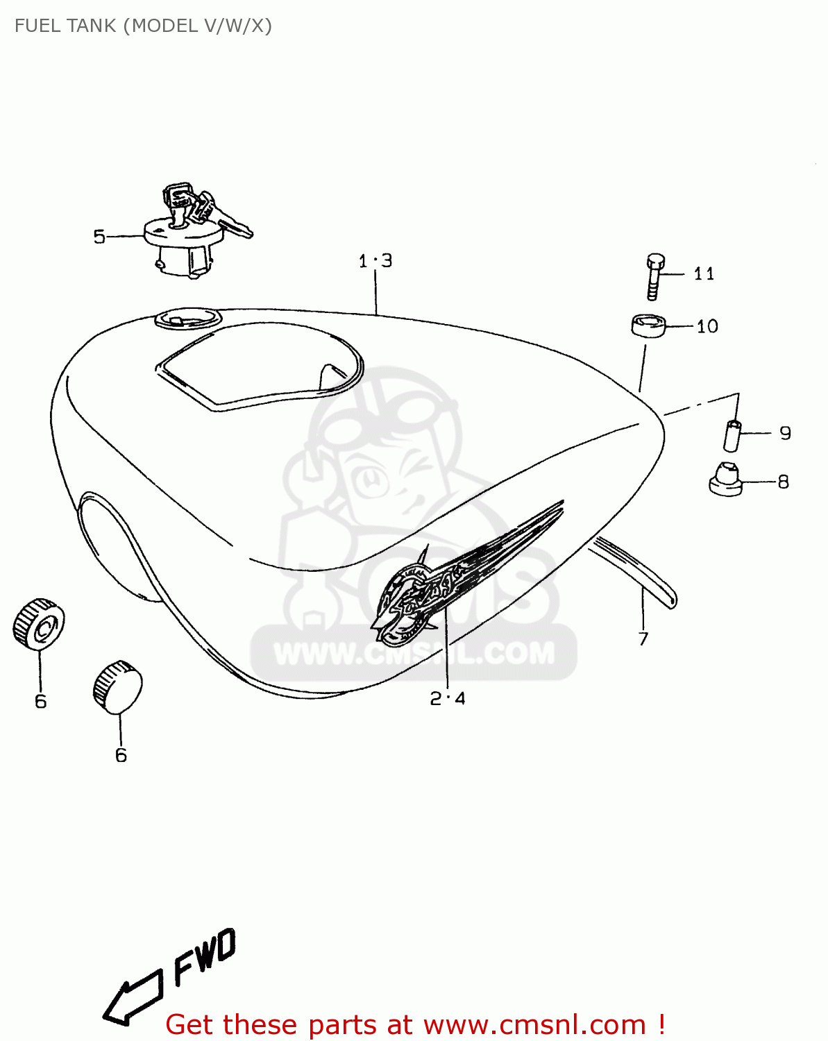 FUEL TANK (MODEL V/W/X) LS650P 1999 (X) (E02 E04 E17 E18 E22 E25 E53 / P37