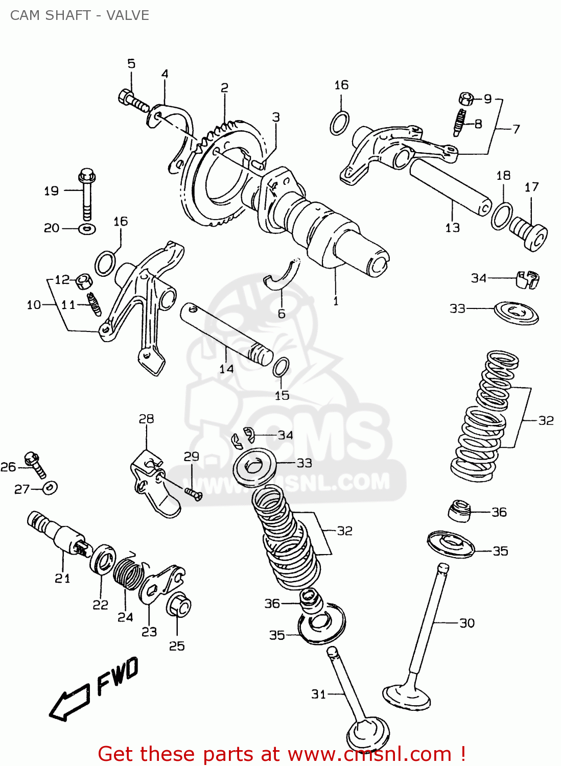 CAM SHAFT - VALVE LS650P 1999 (X) (E02 E04 E17 E18 E22 E25 E53 / P37