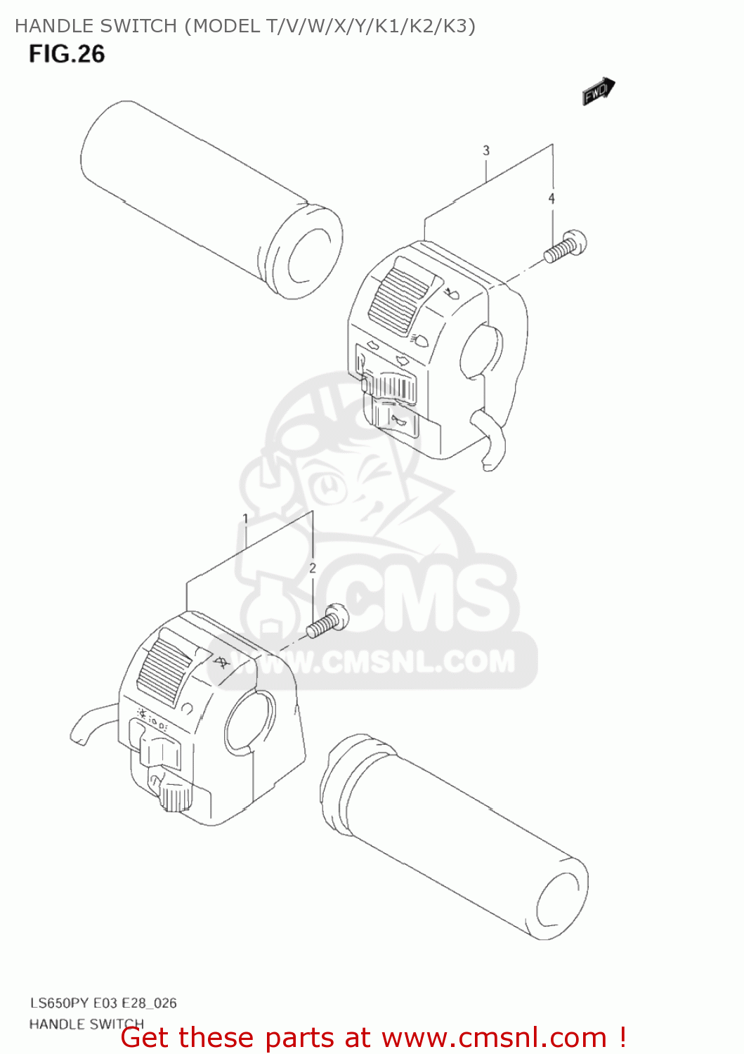 HANDLE SWITCH (MODEL T/V/W/X/Y/K1/K2/K3) LS650P SAVAGE 1996 (T) USA (E03)