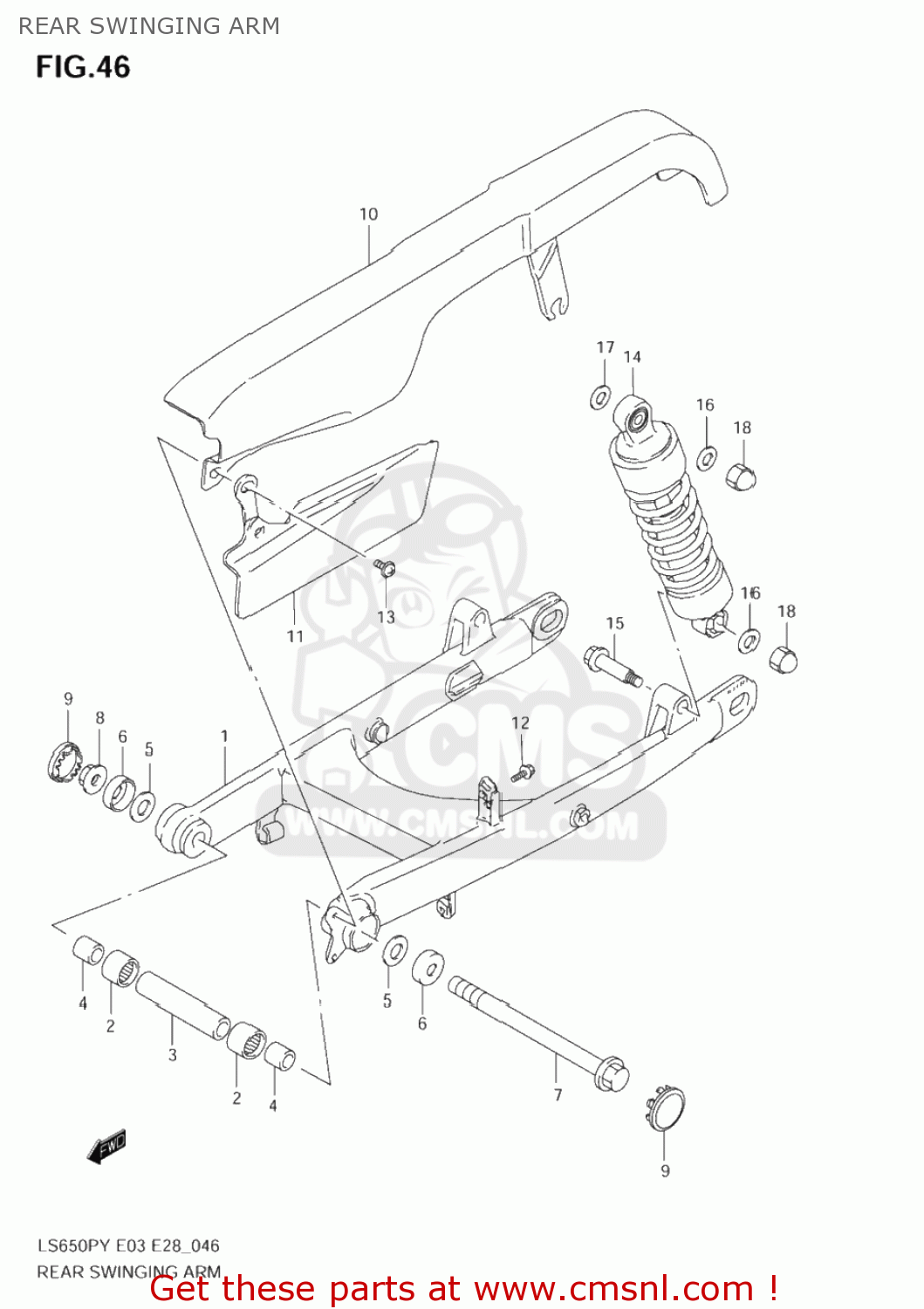 REAR SWINGING ARM LS650P SAVAGE 1996 (T) USA (E03)