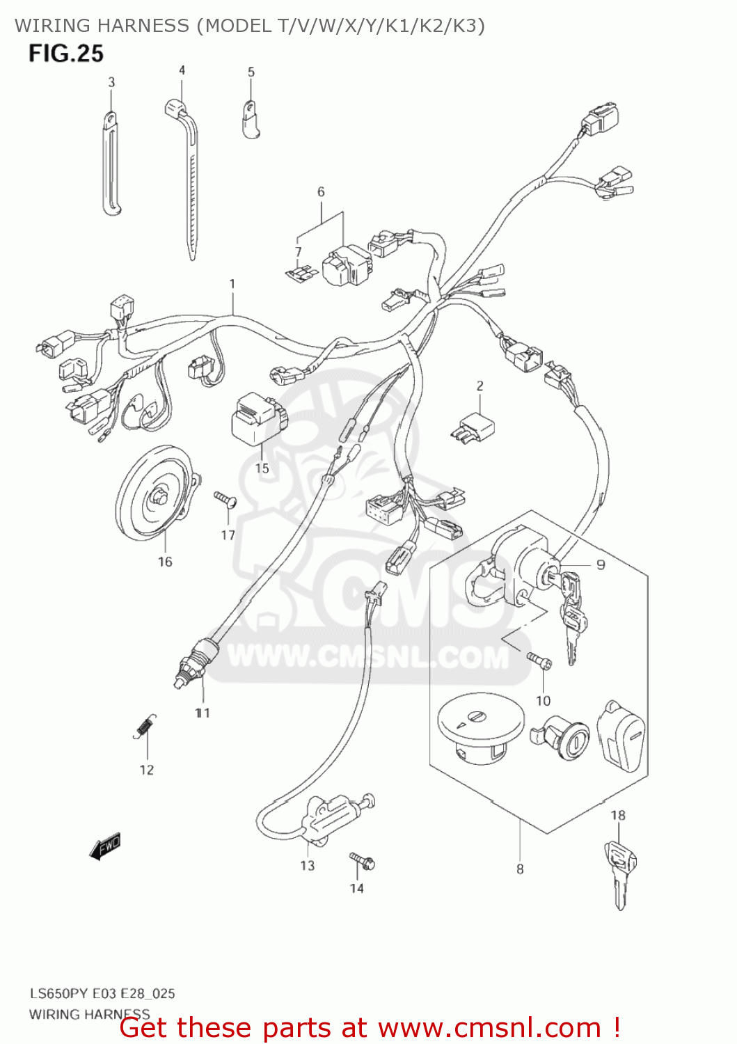 WIRING HARNESS (MODEL T/V/W/X/Y/K1/K2/K3) LS650P SAVAGE 1996 (T) USA (E03)