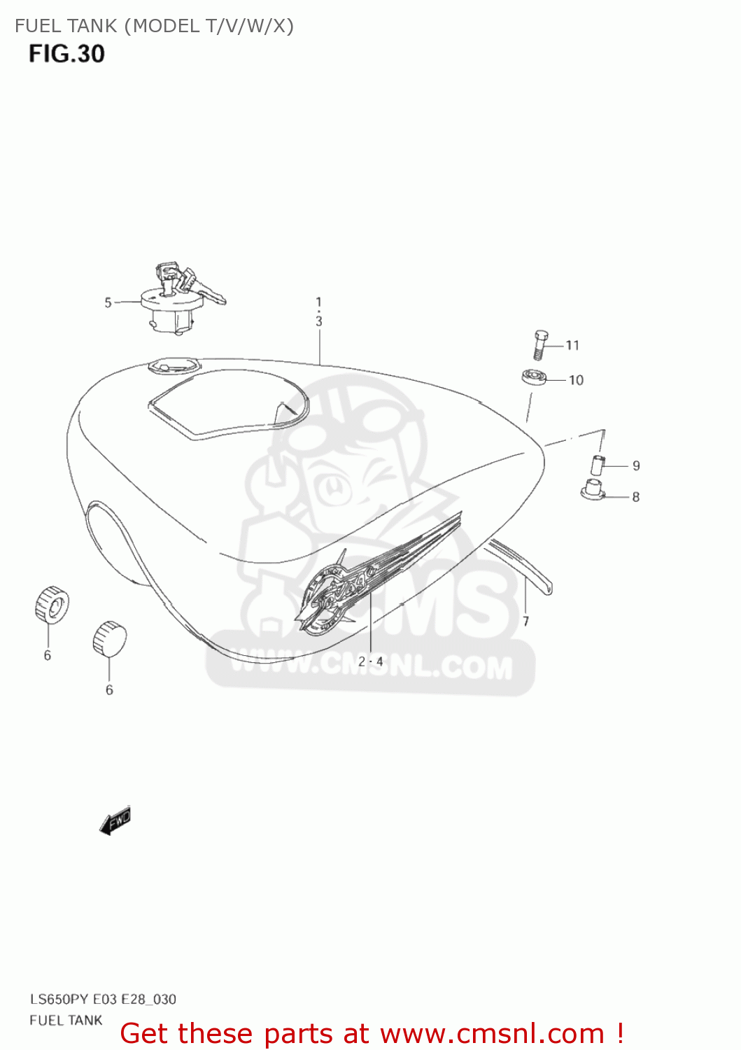 FUEL TANK (MODEL T/V/W/X) LS650P SAVAGE 1997 (V) USA (E03)