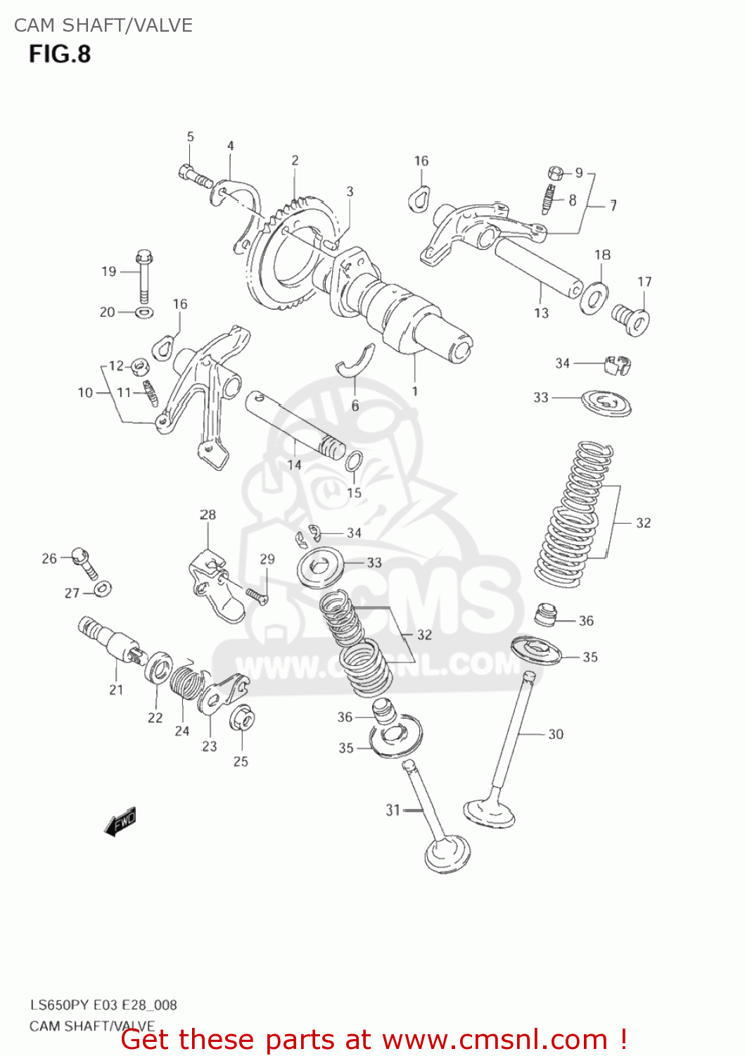 CAM SHAFT/VALVE LS650P SAVAGE 2000 (Y) USA (E03)