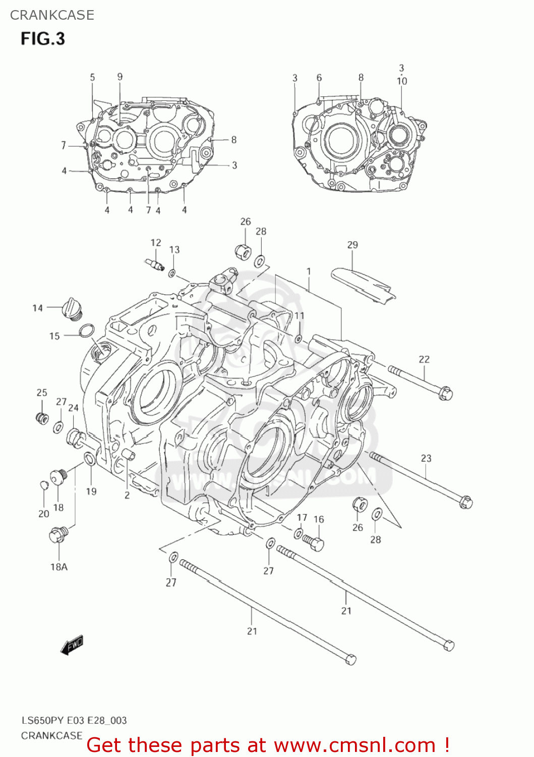 CRANKCASE LS650P SAVAGE 2000 (Y) USA (E03)