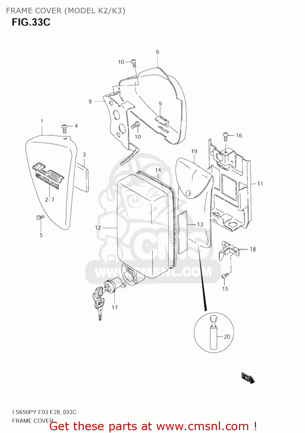 FRAME COVER (MODEL K2/K3) LS650P SAVAGE 2001 (L1) USA (E03)