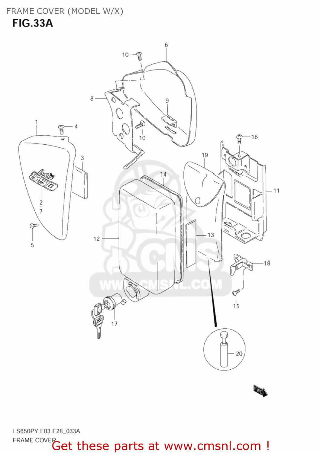 FRAME COVER (MODEL W/X) LS650P SAVAGE 2002 (L2) USA (E03)