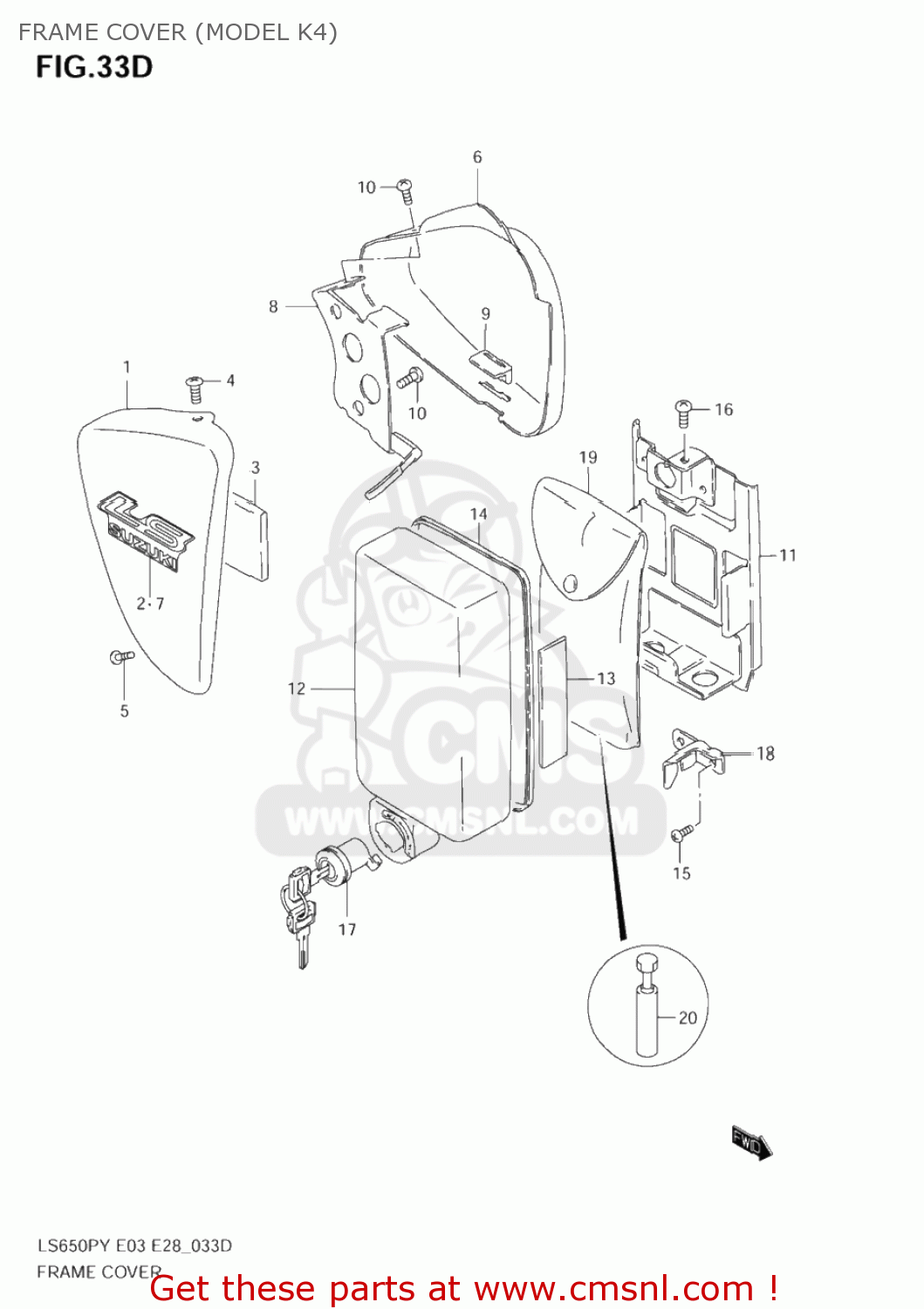 FRAME COVER (MODEL K4) LS650P SAVAGE 2003 (L3) USA (E03)