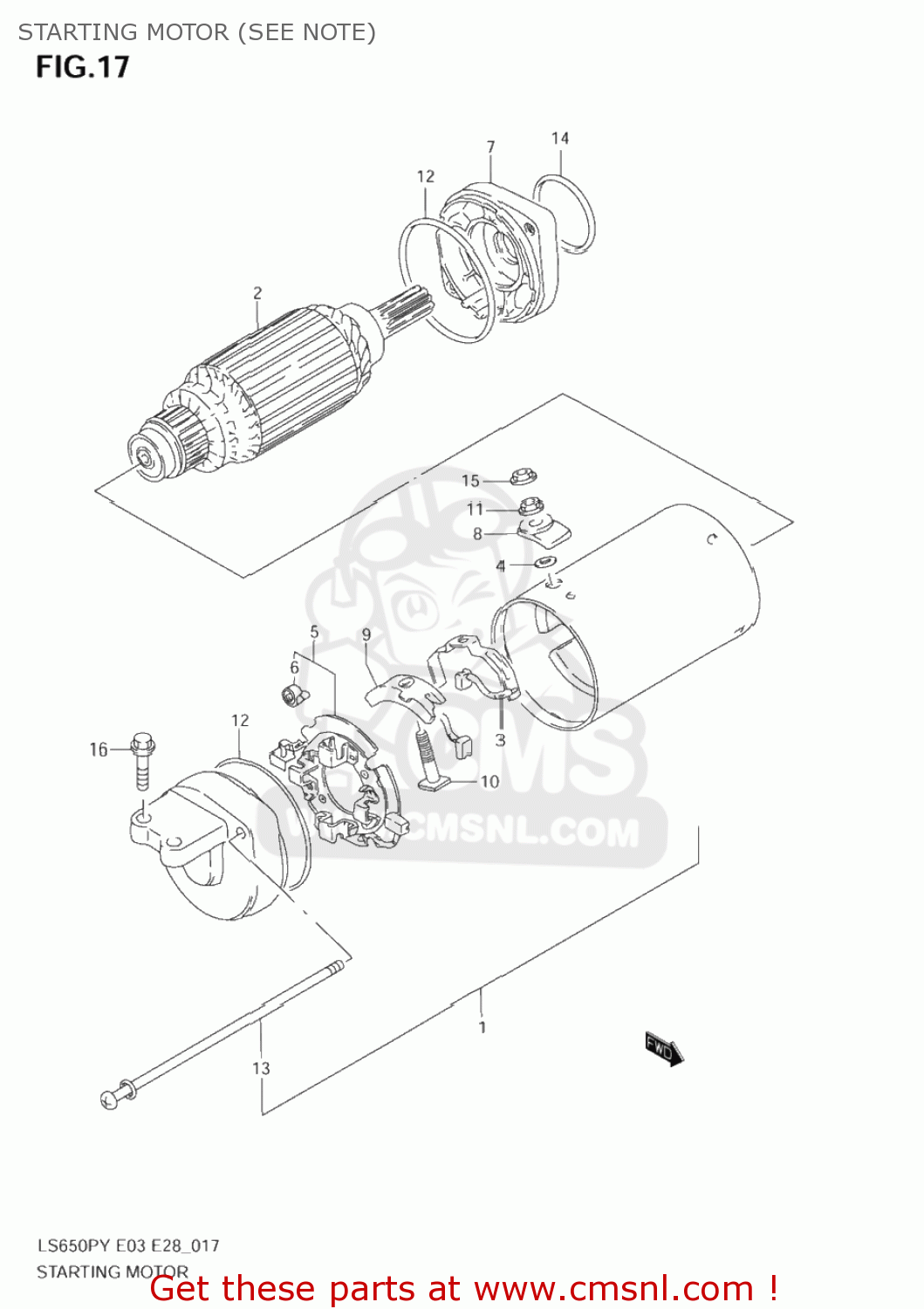STARTING MOTOR (SEE NOTE) LS650P SAVAGE 2003 (L3) USA (E03)
