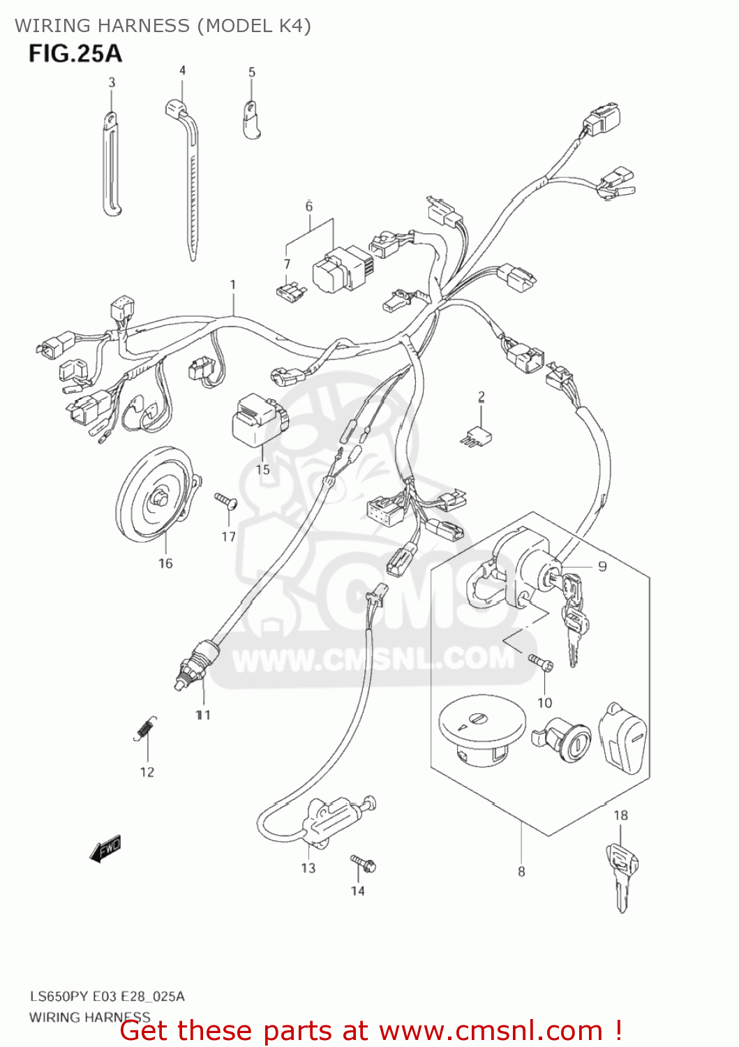 WIRING HARNESS (MODEL K4) LS650P SAVAGE 2004 (L4) USA (E03)