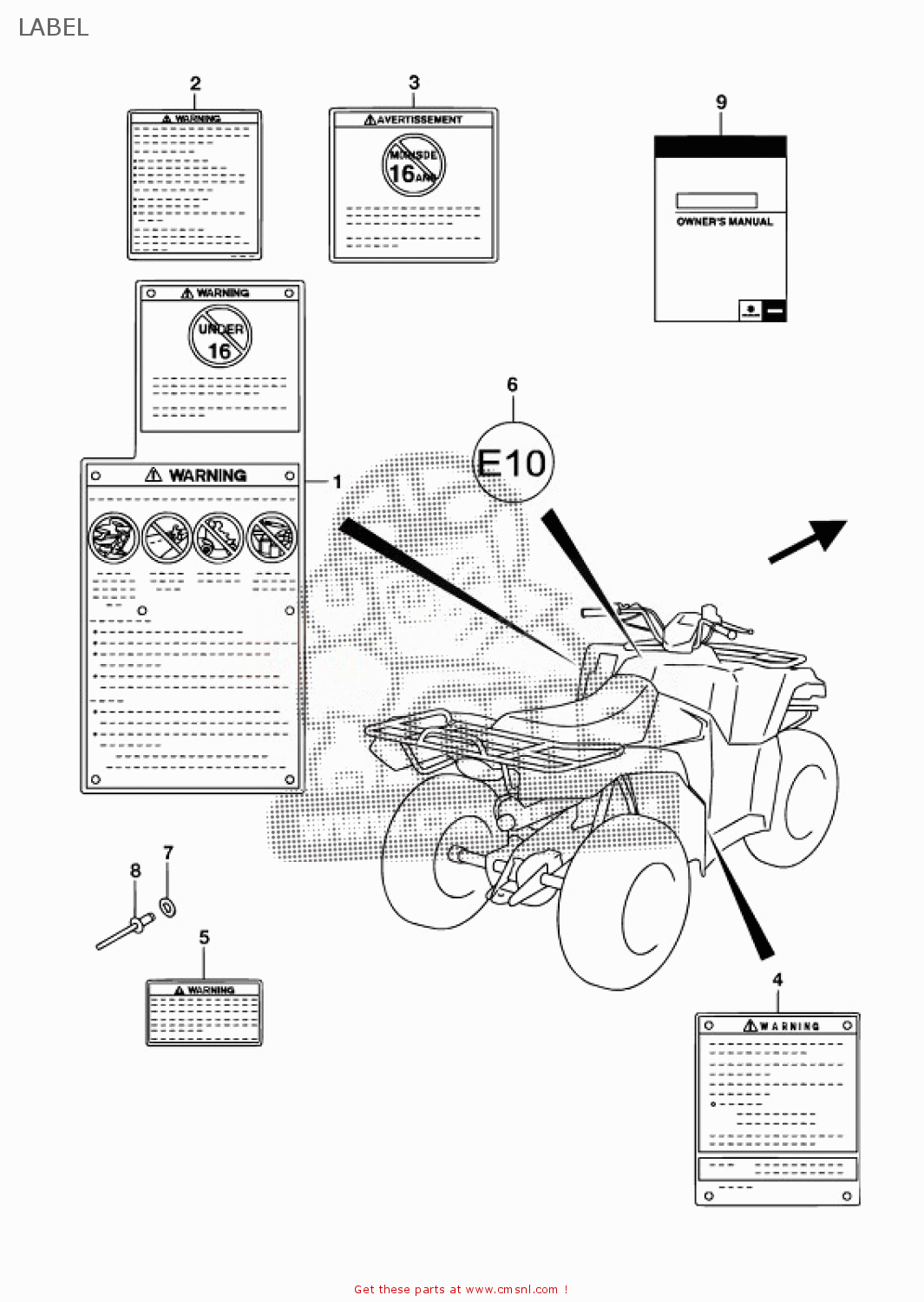 Suzuki LT-A400F KINGQUAD ASi 4X4 2019 LABEL - buy original LABEL spares ...