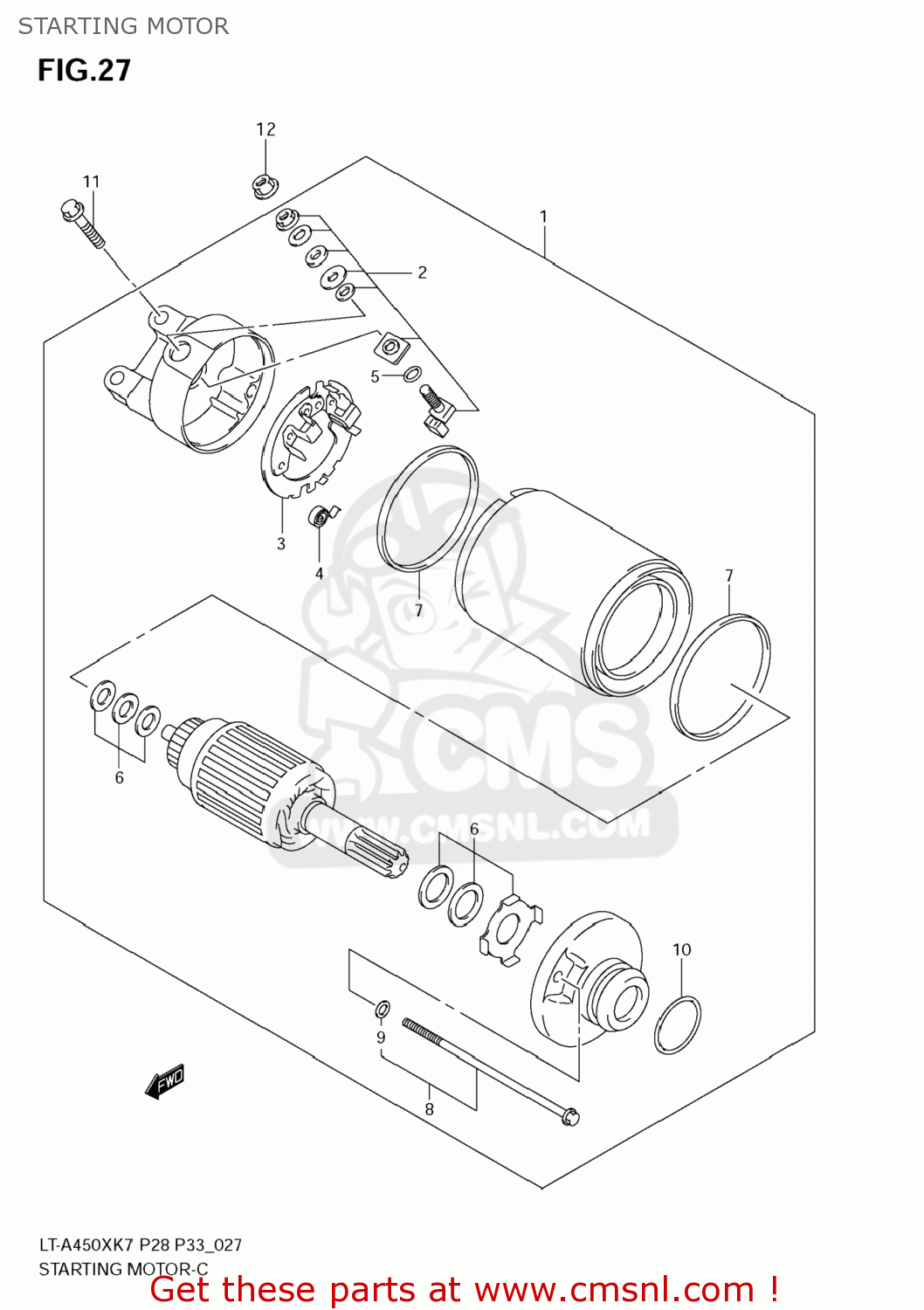 Suzuki LTA450X KING QUAD 2008 (K8) USA (E03) KINGQUAD KINGQUAD STARTING MOTOR buy original