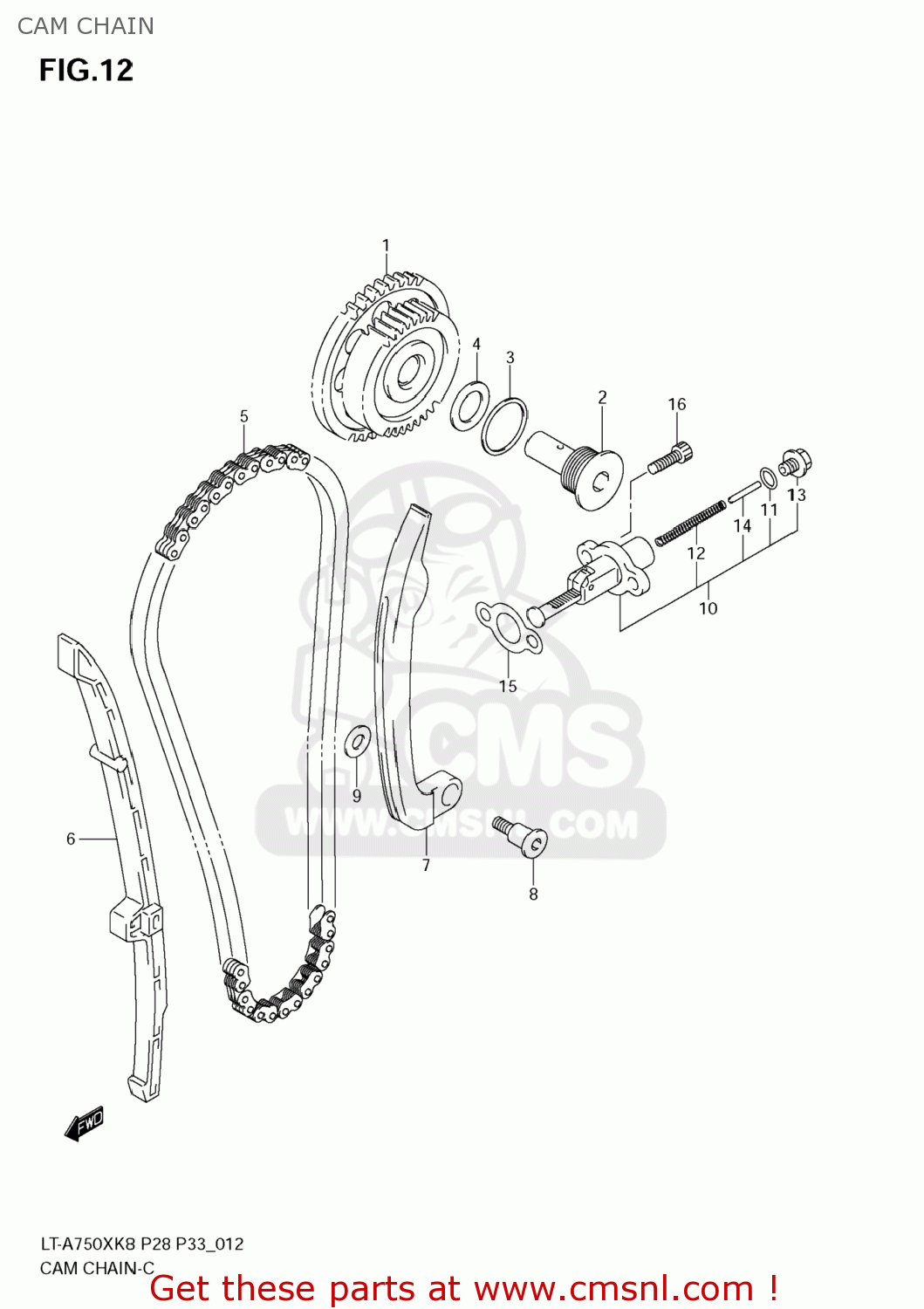 Suzuki LTA700X KING QUAD 2008 (K8) USA (E03) KINGQUAD KINGQUAD CAM CHAIN buy original CAM