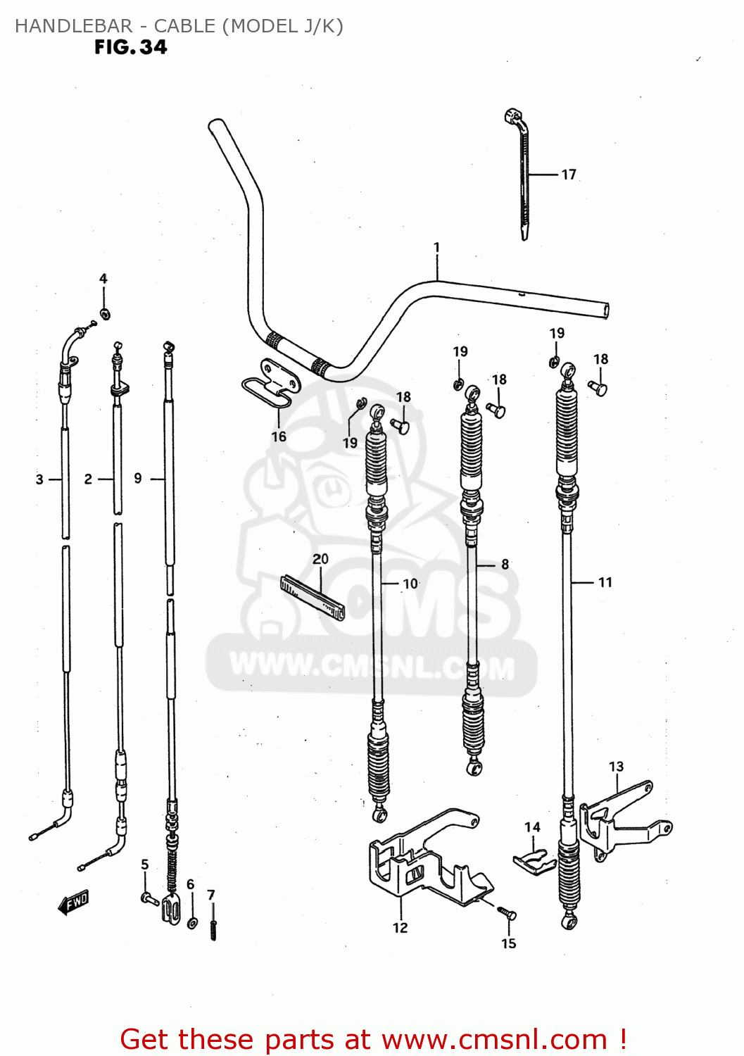 HANDLEBAR CABLE (MODEL J/K) LTF250 QUAD RUNNER 1996 (T) USA (E03
