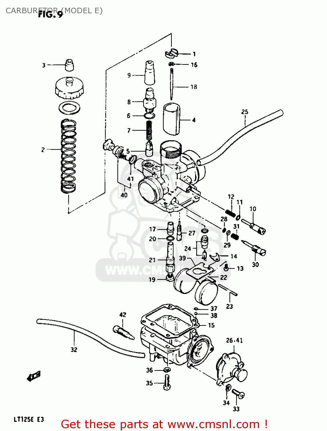 Suzuki LT125 1983 (D) CARBURETOR (MODEL E) - buy original ... 250 quad carburetor diagram 