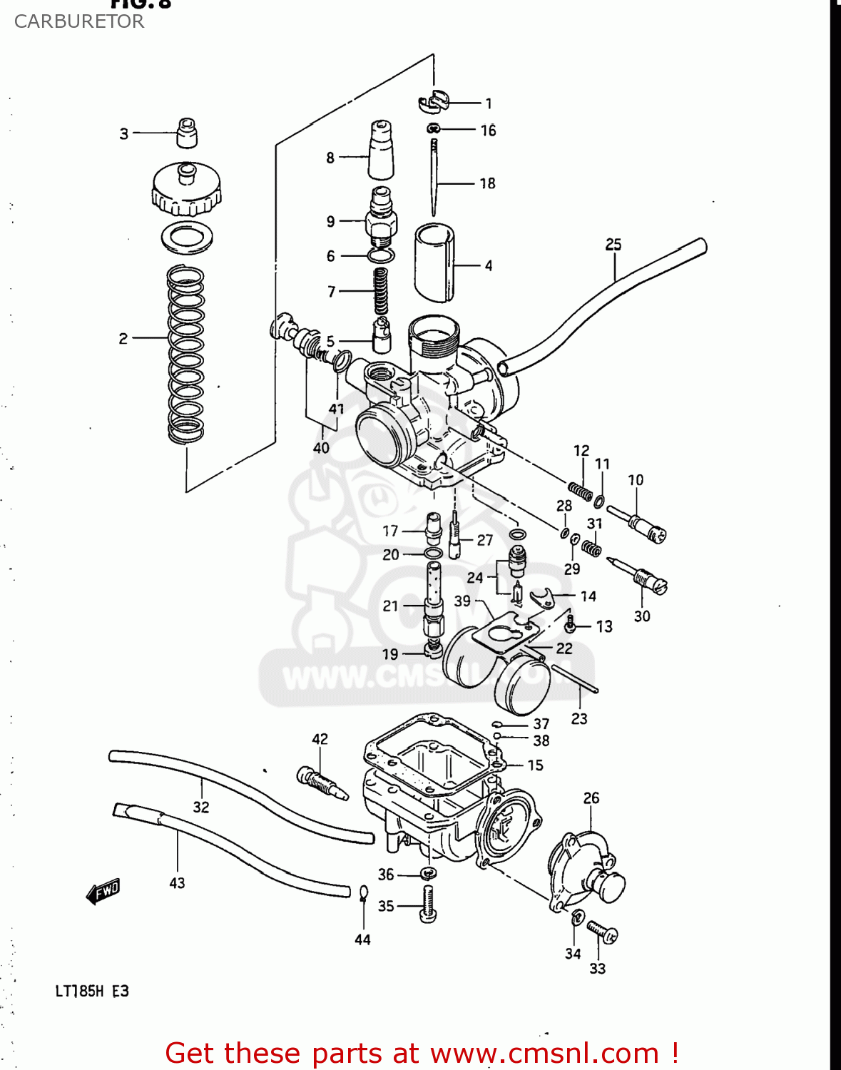 Suzuki LT185 1984 (E) USA (E03) CARBURETOR - buy original CARBURETOR ...