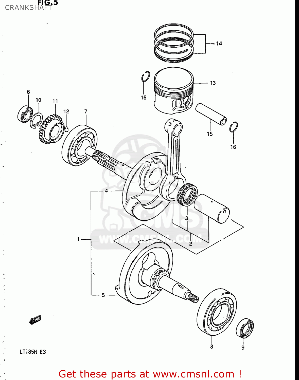 Suzuki LT185 1984 (E) USA (E03) CRANKSHAFT - buy original CRANKSHAFT ...