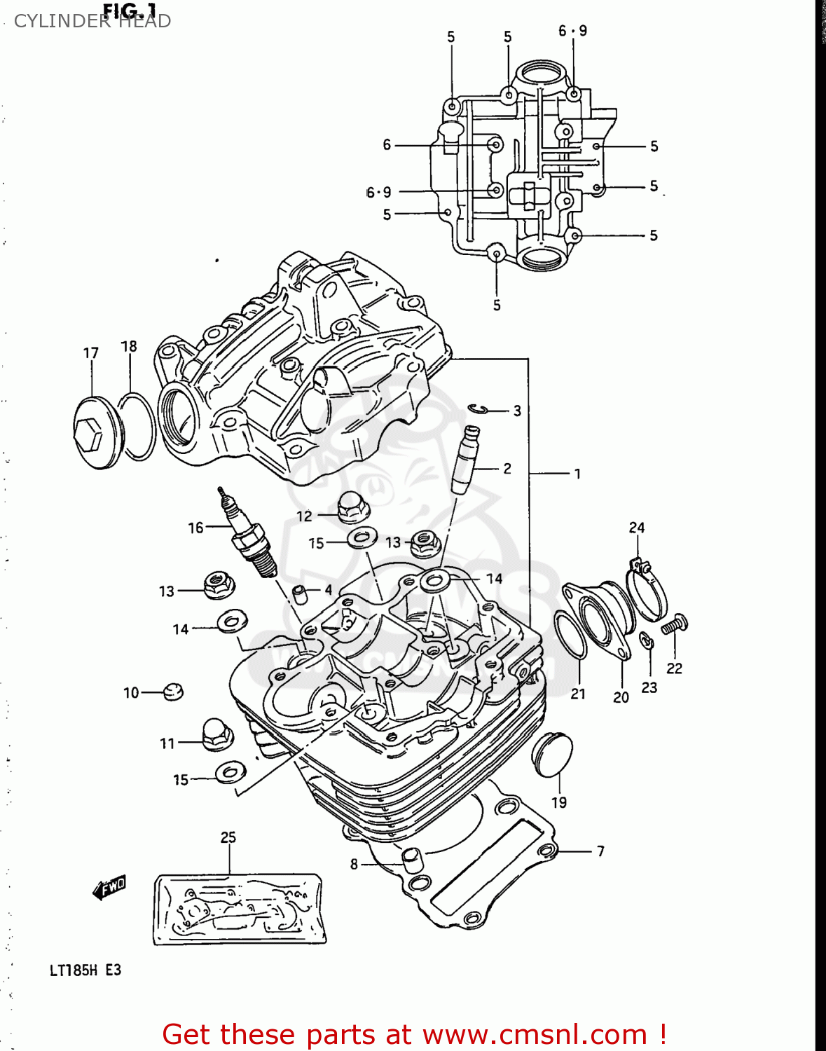 Suzuki LT185 1985 (F) USA (E03) CYLINDER HEAD - buy original CYLINDER ...