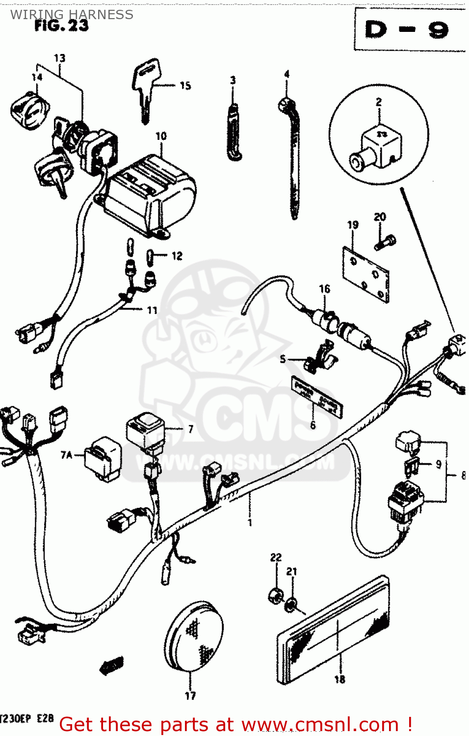 Suzuki Lt230 1990 (el) Wiring Harness - schematic partsfiche kawasaki ar 50 wiring diagram 