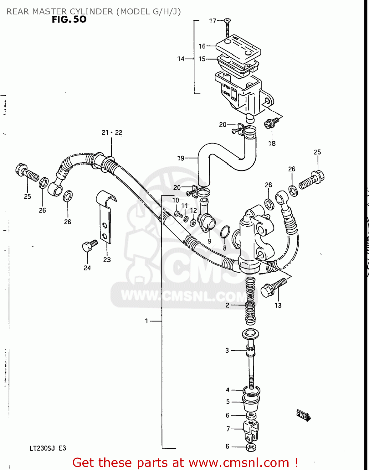 Suzuki LT230S 1985 (F) USA (E03) REAR MASTER CYLINDER (MODEL G/H/J ...