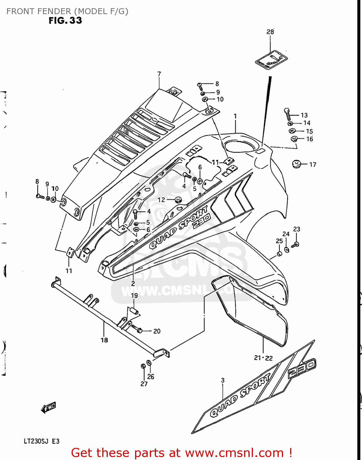 Suzuki LT230S 1986 (G) USA (E03) FRONT FENDER (MODEL F/G) - buy ...