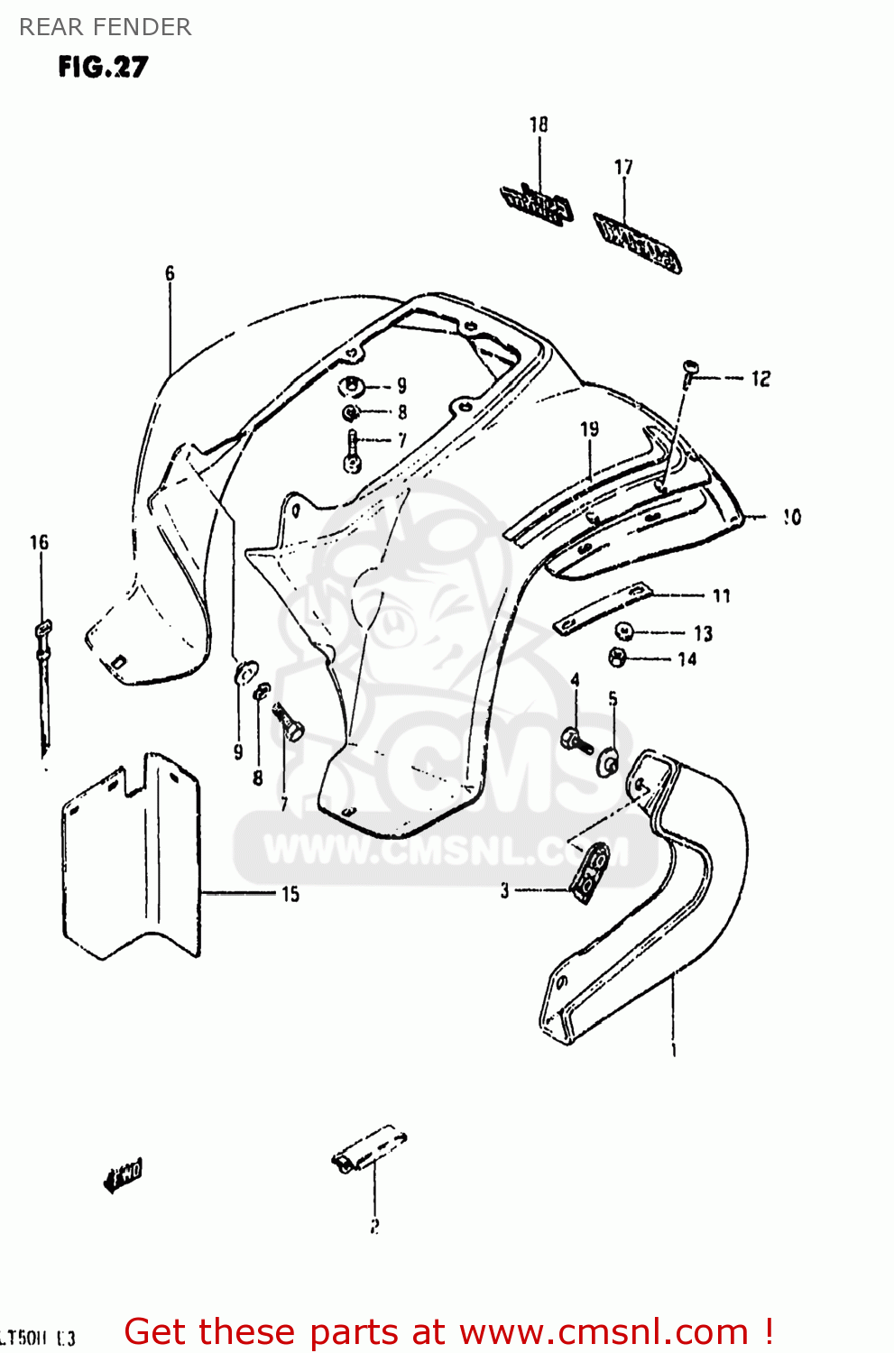 Suzuki LT50 1984 (E) USA (E03) REAR FENDER - buy original REAR FENDER ...