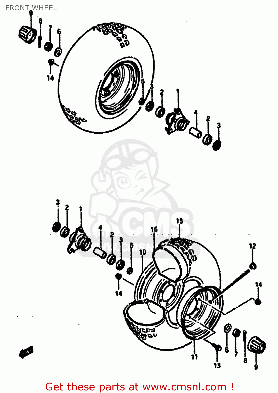 Suzuki LT50 1988 (J) FRONT WHEEL buy original FRONT WHEEL spares online