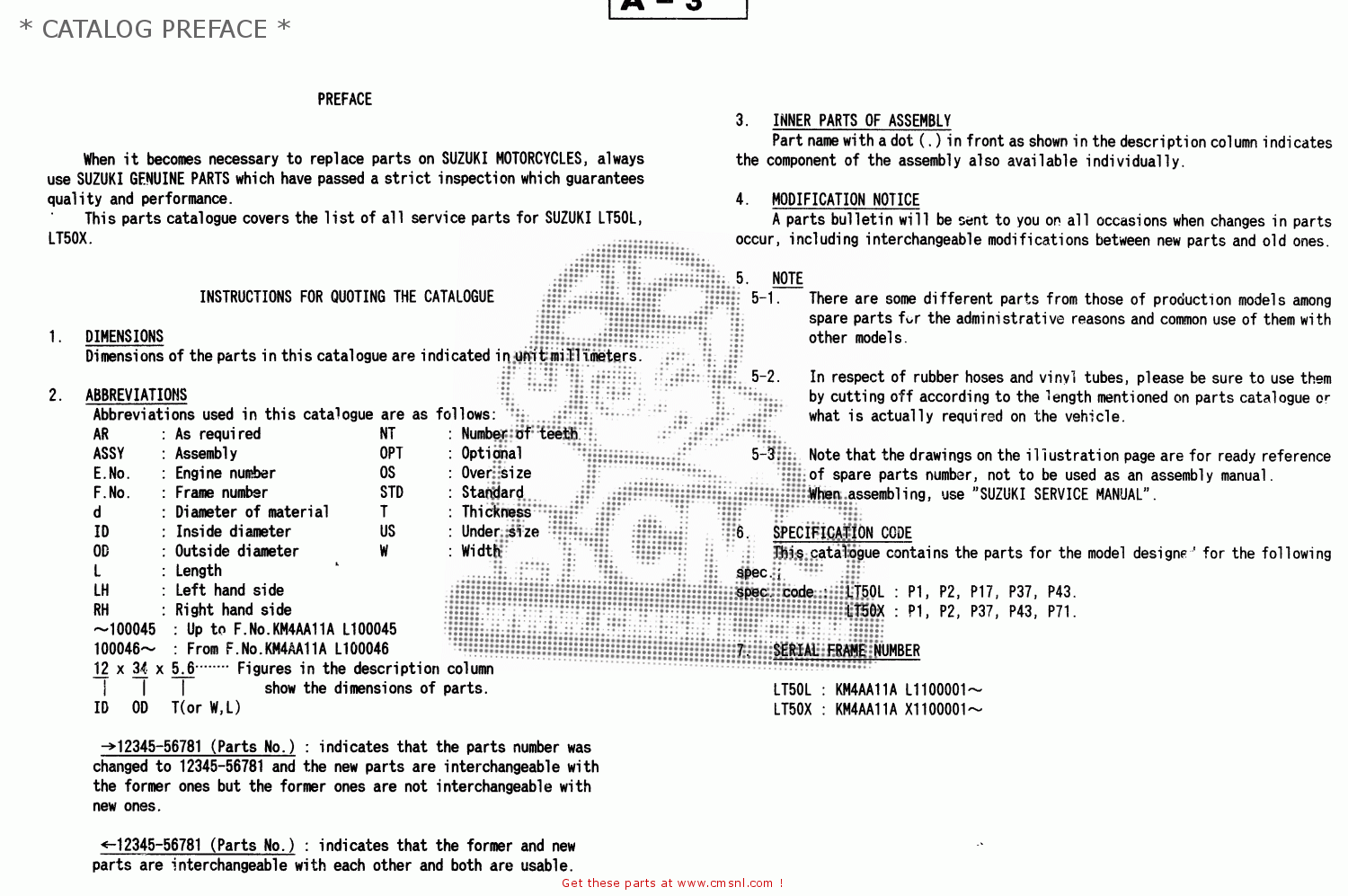 Suzuki LT50 2000 (Y) * CATALOG PREFACE * buy original * CATALOG