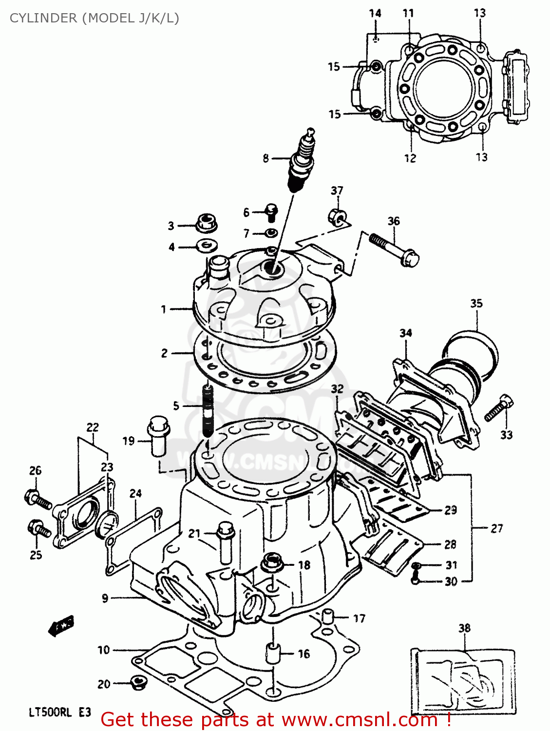 Suzuki LT500R 1987 (H) CYLINDER (MODEL J/K/L) - buy original CYLINDER ...