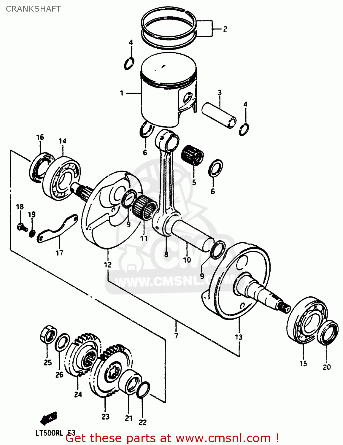 Suzuki LT500R 1990 (L) CRANKSHAFT - buy original CRANKSHAFT spares online