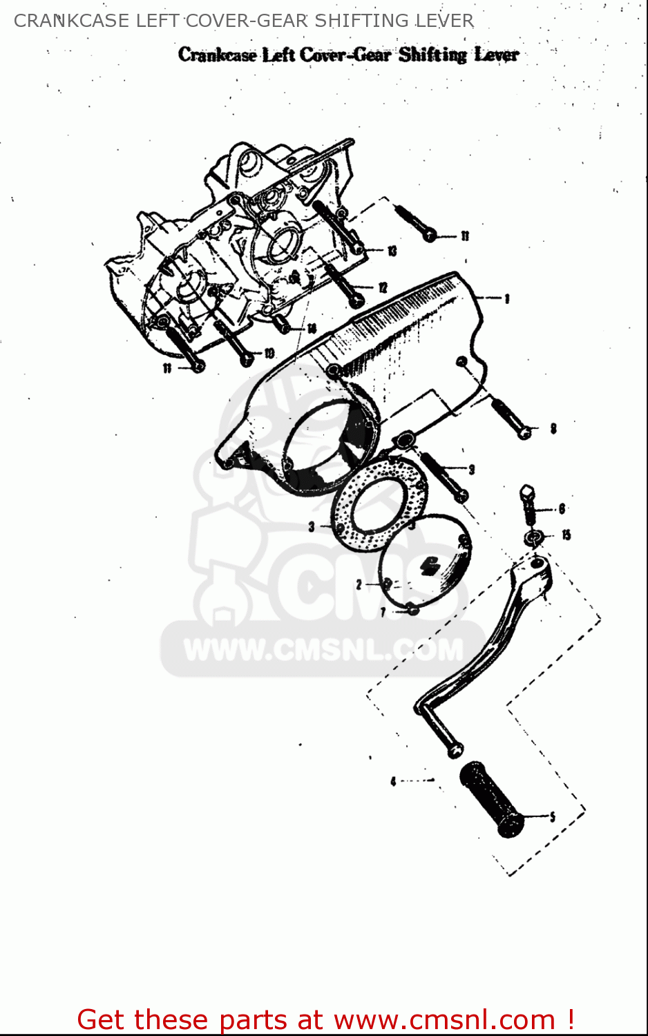 CRANKCASE LEFT COVER-GEAR SHIFTING LEVER M15 M15D M12 1968 USA (E03)