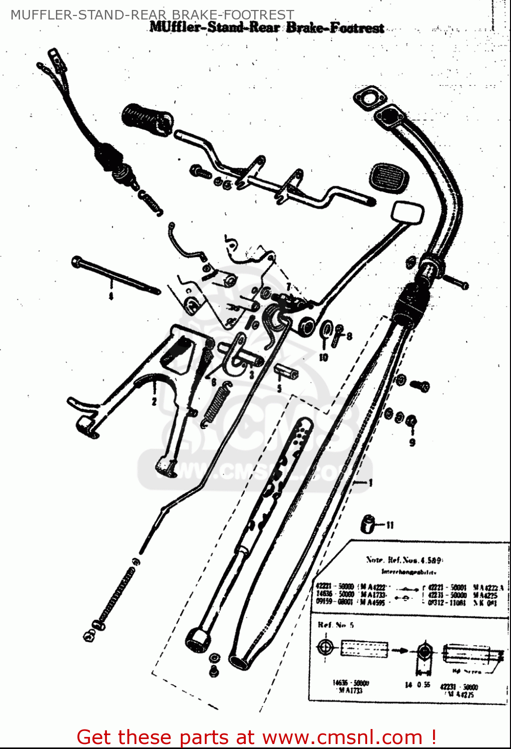 MUFFLER-STAND-REAR BRAKE-FOOTREST M15 M15D M12 1968 USA (E03)