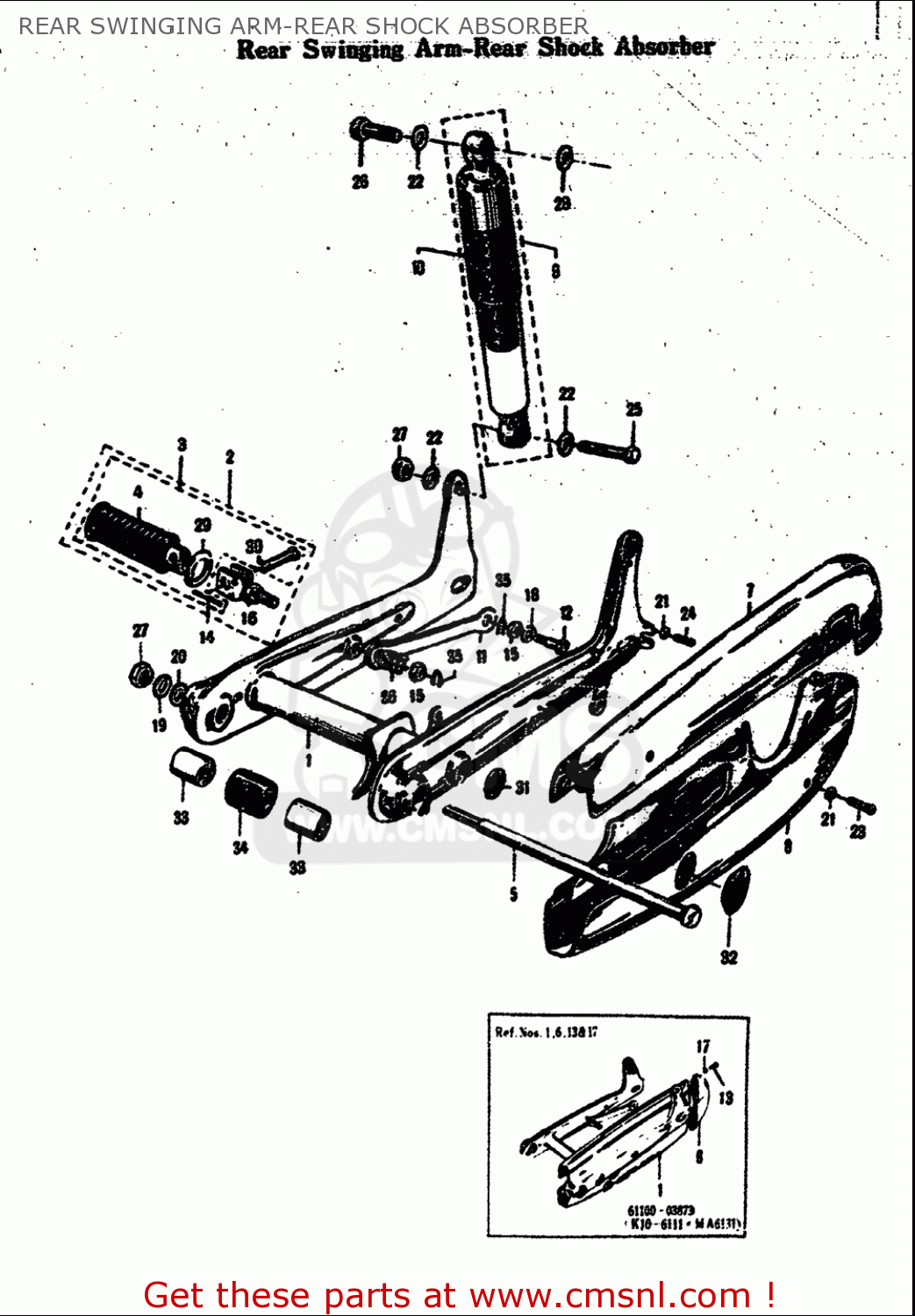 REAR SWINGING ARM-REAR SHOCK ABSORBER M15 M15D M12 1968 USA (E03)
