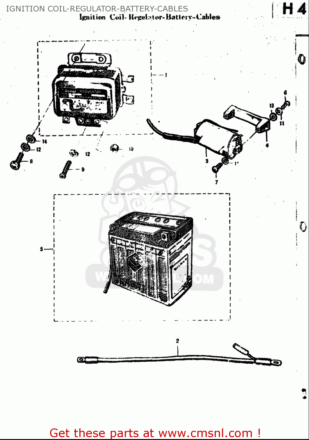 IGNITION COIL-REGULATOR-BATTERY-CABLES M15 M15D M12 1968 USA (E03)