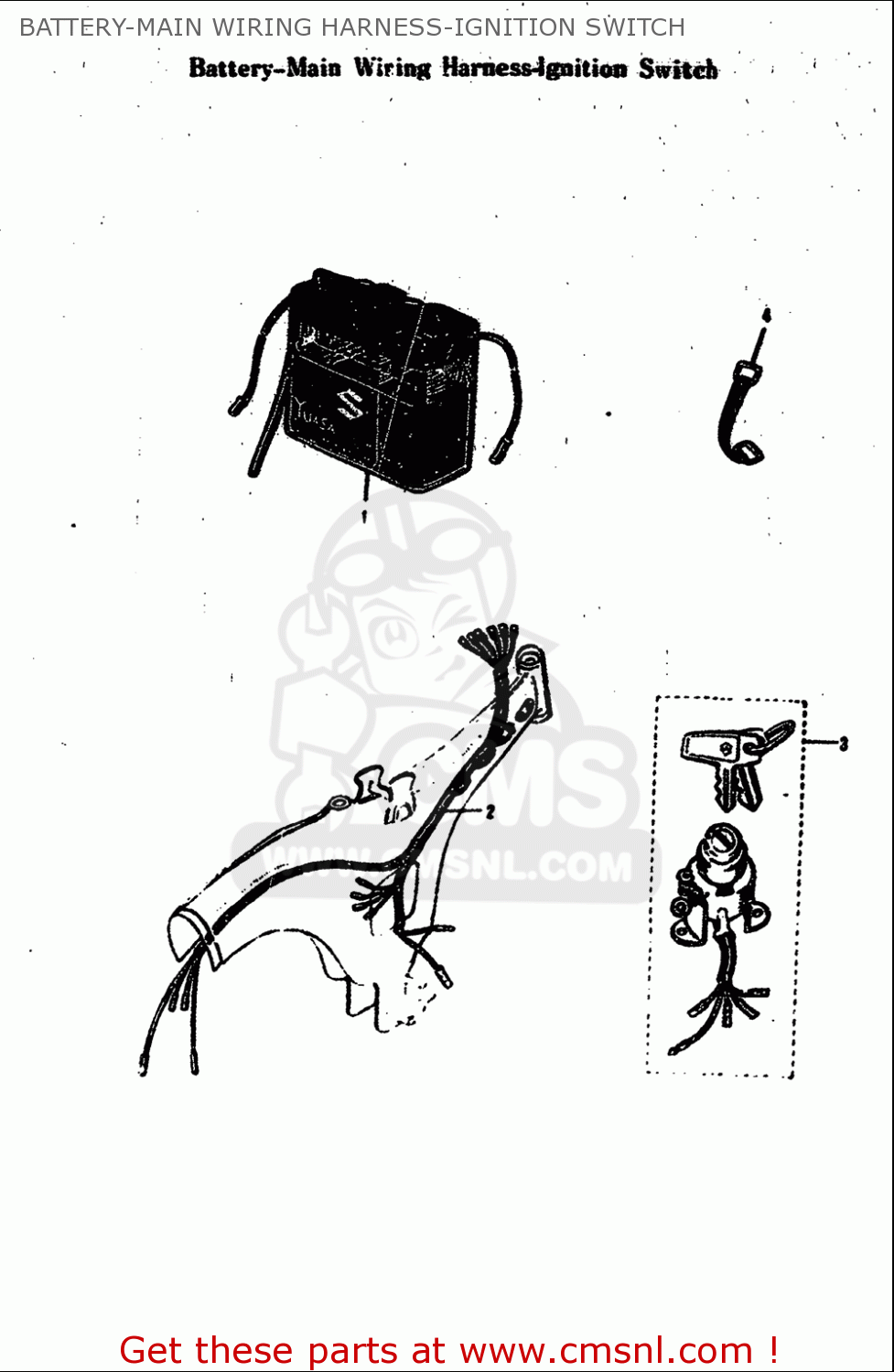 BATTERY-MAIN WIRING HARNESS-IGNITION SWITCH M15 M15D M12 1968 USA (E03)