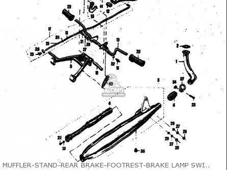 MUFFLER-STAND-REAR BRAKE-FOOTREST-BRAKE LAMP SWITCH - M15 M15D M12 1968 USA (E03)