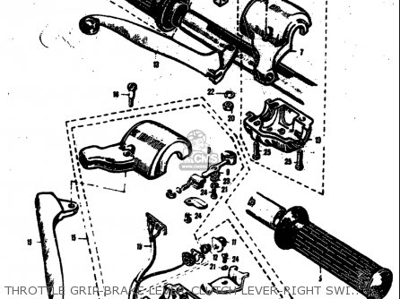 THROTTLE GRIP-BRAKE LEVER-CLUTCH LEVER-RIGHT SWITCH-LEFT SWITCH - M15 M15D M12 1968 USA (E03)