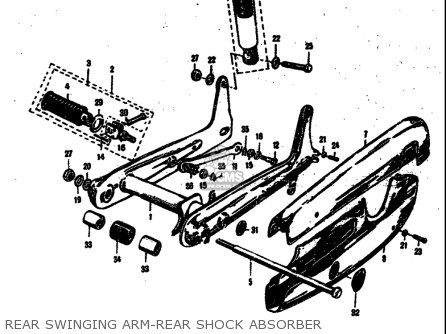 REAR SWINGING ARM-REAR SHOCK ABSORBER - M15 M15D M12 1968 USA (E03)