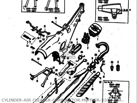 CYLINDER-AIR CLEANER-CARBURETOR-MUFFLER-KICK STARTER LEVER - M15 M15D M12 1968 USA (E03)